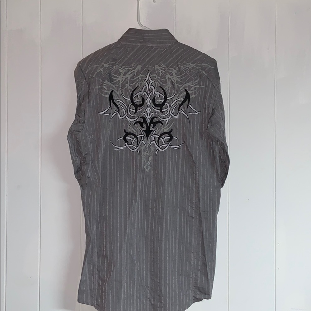 Urban bad boy grey embroidered work shirt